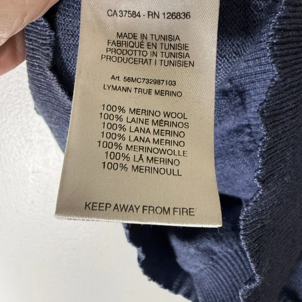 j lindeberg‎ Merino Wool V Neck Sweater Blue Size Medium Preppy